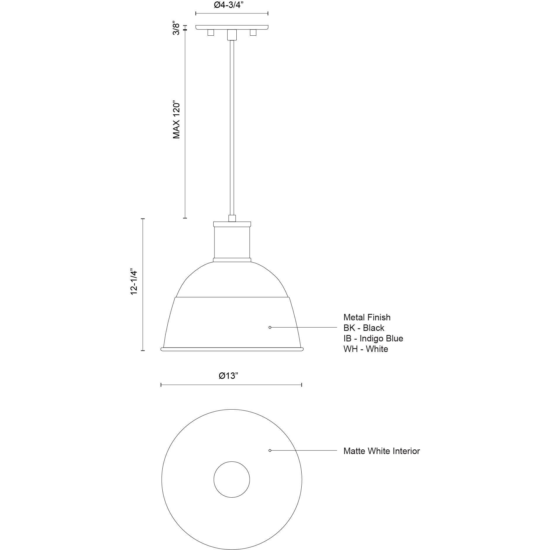 Irving Pendant Ceiling Light in Indigo Blue