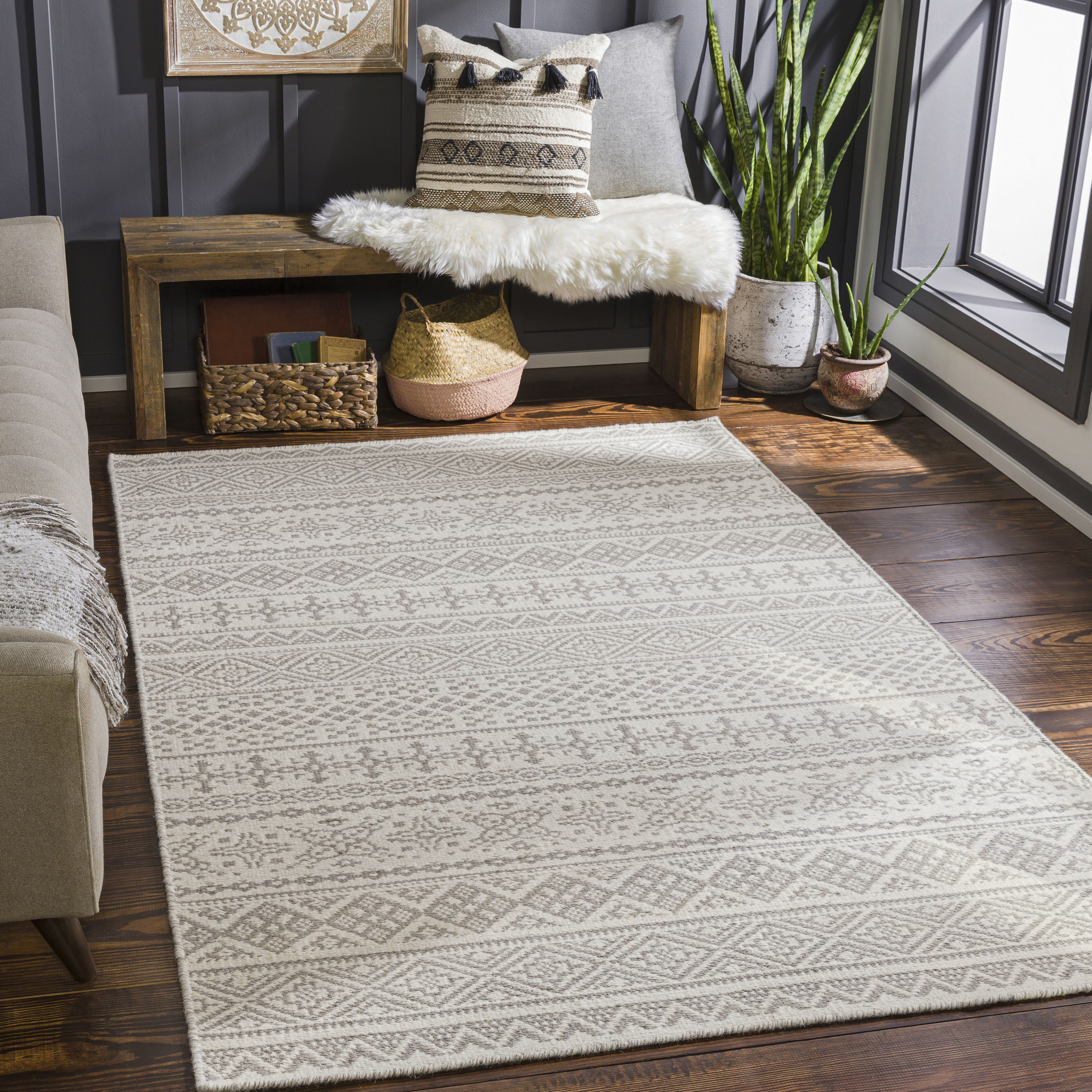 Mardin 66 X 42 inch Light Grey Rug in 4 X 6, Rectangle