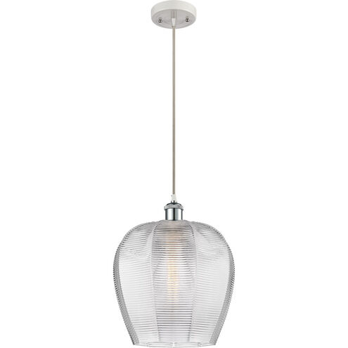 Ballston Norfolk 1 Light 12 inch White and Polished Chrome Mini Pendant Ceiling Light in Clear Glass
