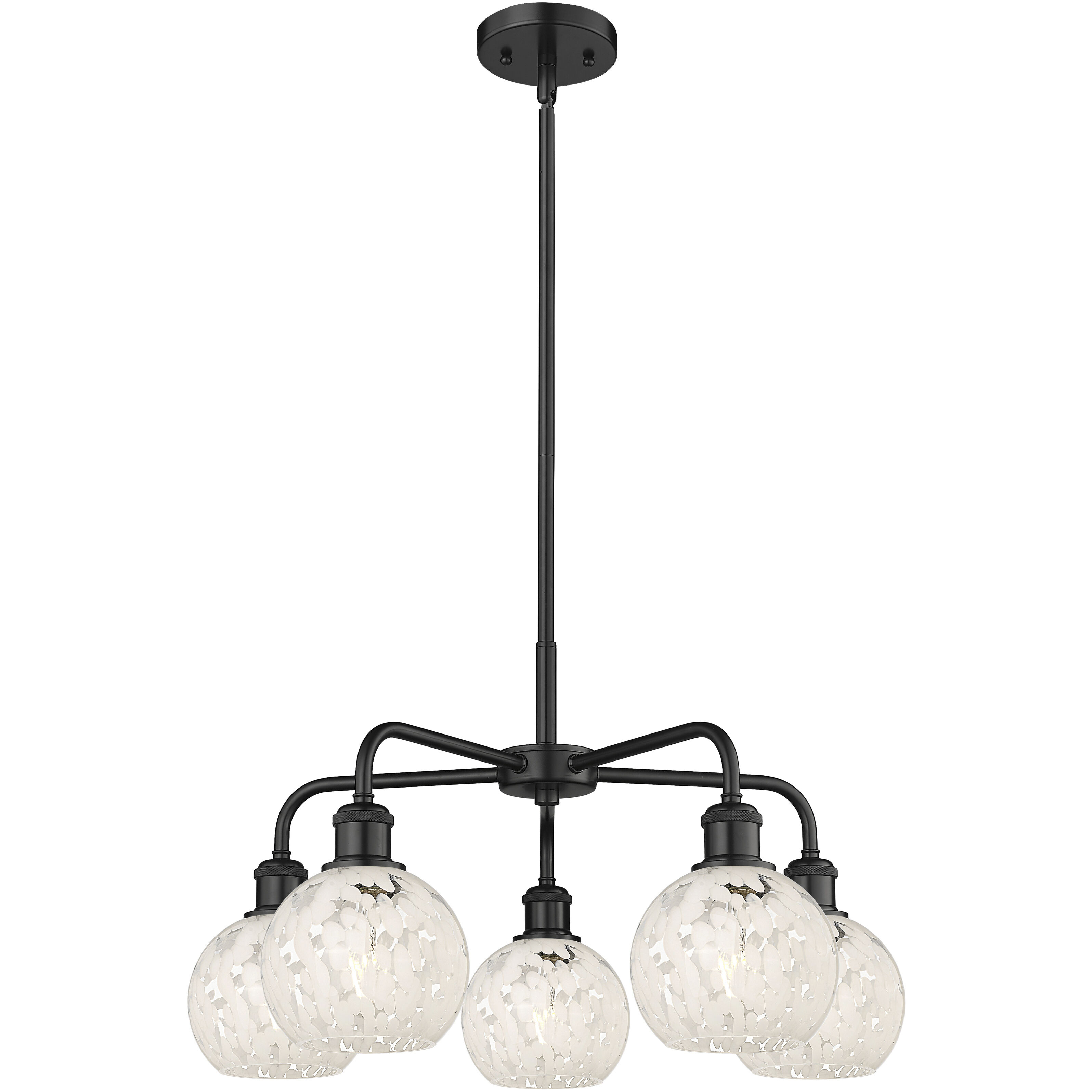 Ballston White Mouchette 5 Light 24 inch Matte Black Stem Hung Chandelier Ceiling Light