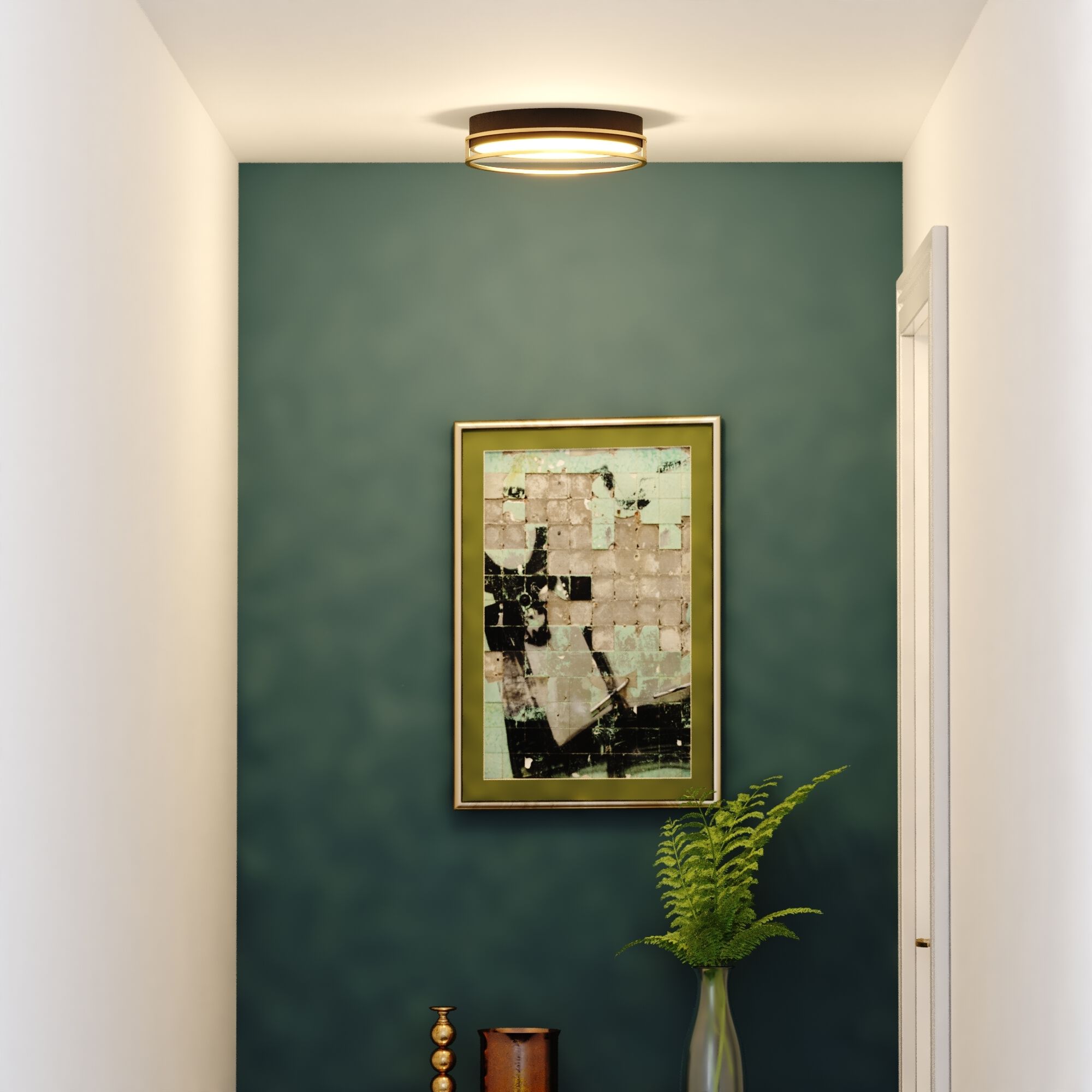 Northgate LED 16 inch Matte Black and Satin Gold Flush Mount Ceiling Light