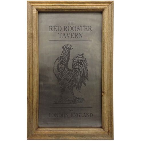 Rooster Magnet Pewter with Natural Dimensional Wall Art