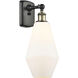 Ballston Cindyrella LED 7 inch Black Antique Brass Sconce Wall Light in Matte White Glass