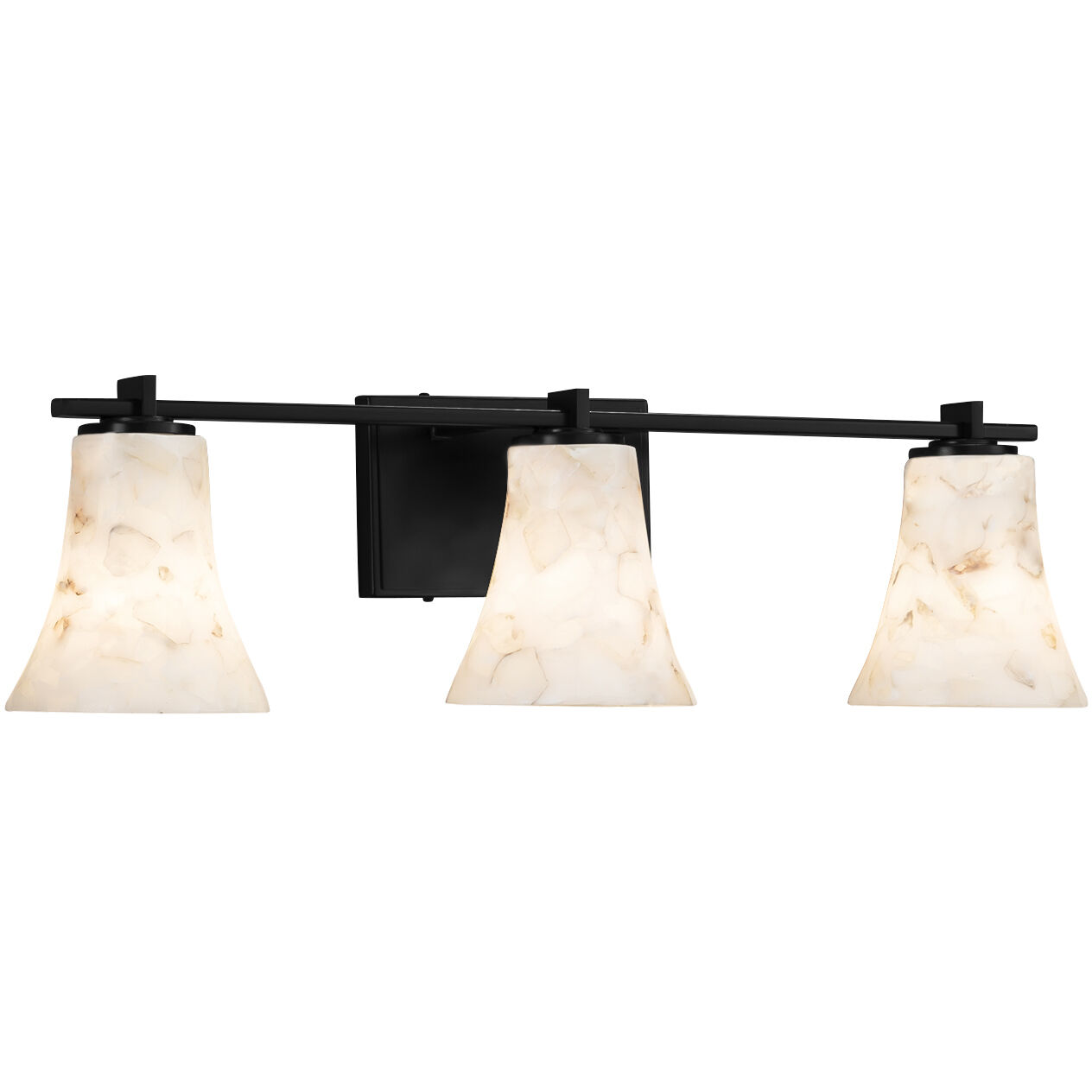 Alabaster Rocks 3 Light 26 inch Matte Black Vanity Light Wall Light in LED, Round Flared