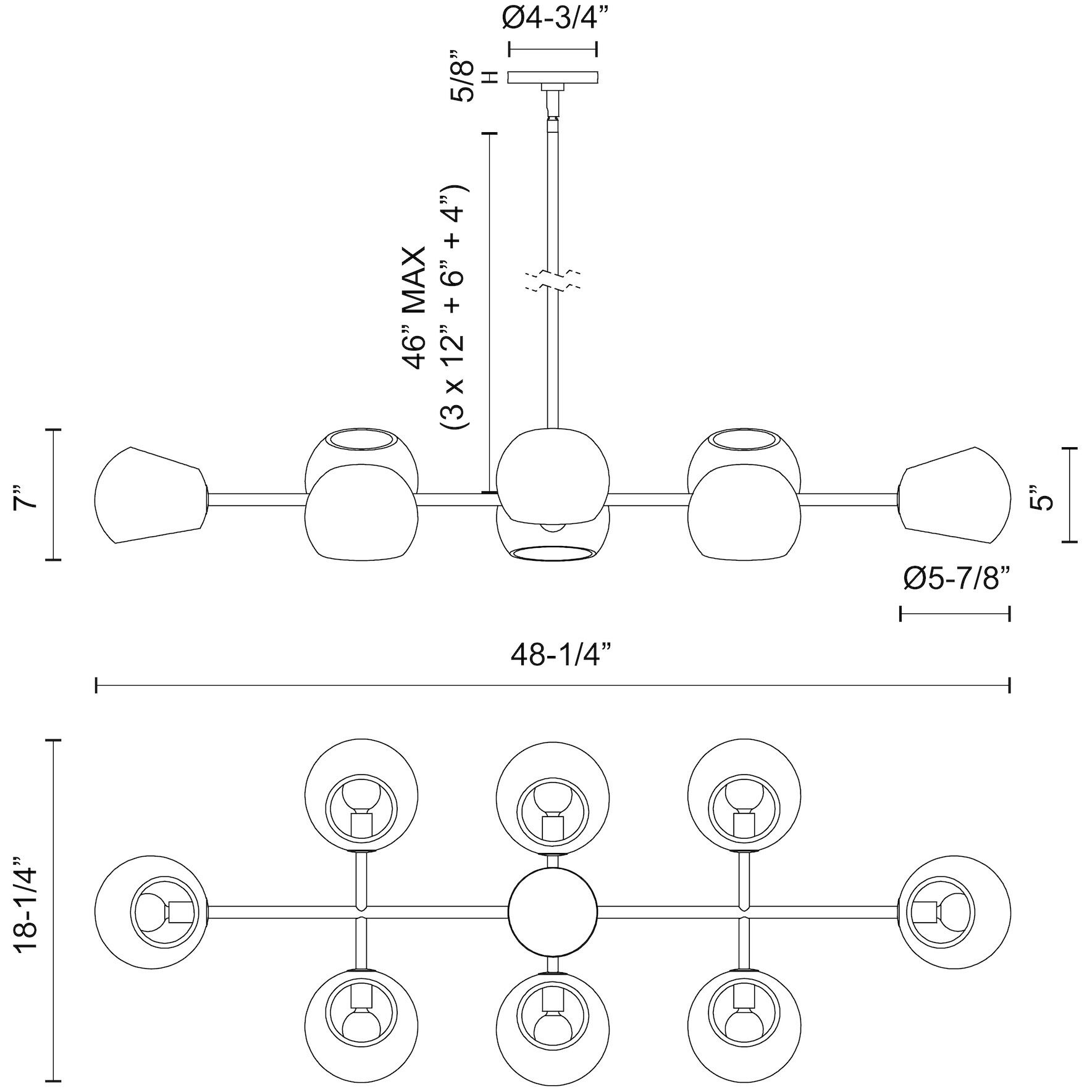 Alora Mood Willow 8 Light 48.25 inch Matte Black/Smoked Solid Glass Linear Pendant Ceiling Light in Smoked Glass