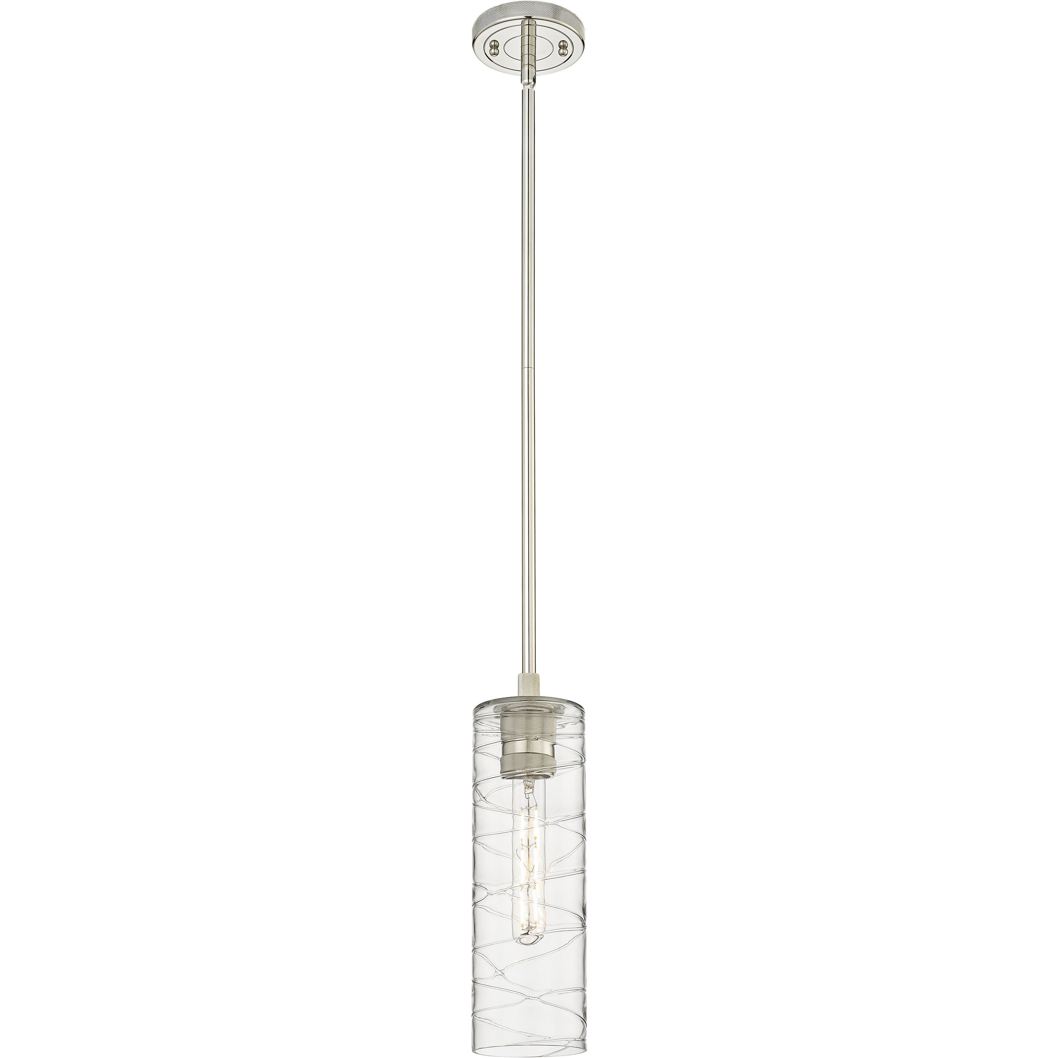 Downtown Urban Crown Point 1 Light 3.88 inch Polished Nickel Pendant Ceiling Light in Deco Swirl