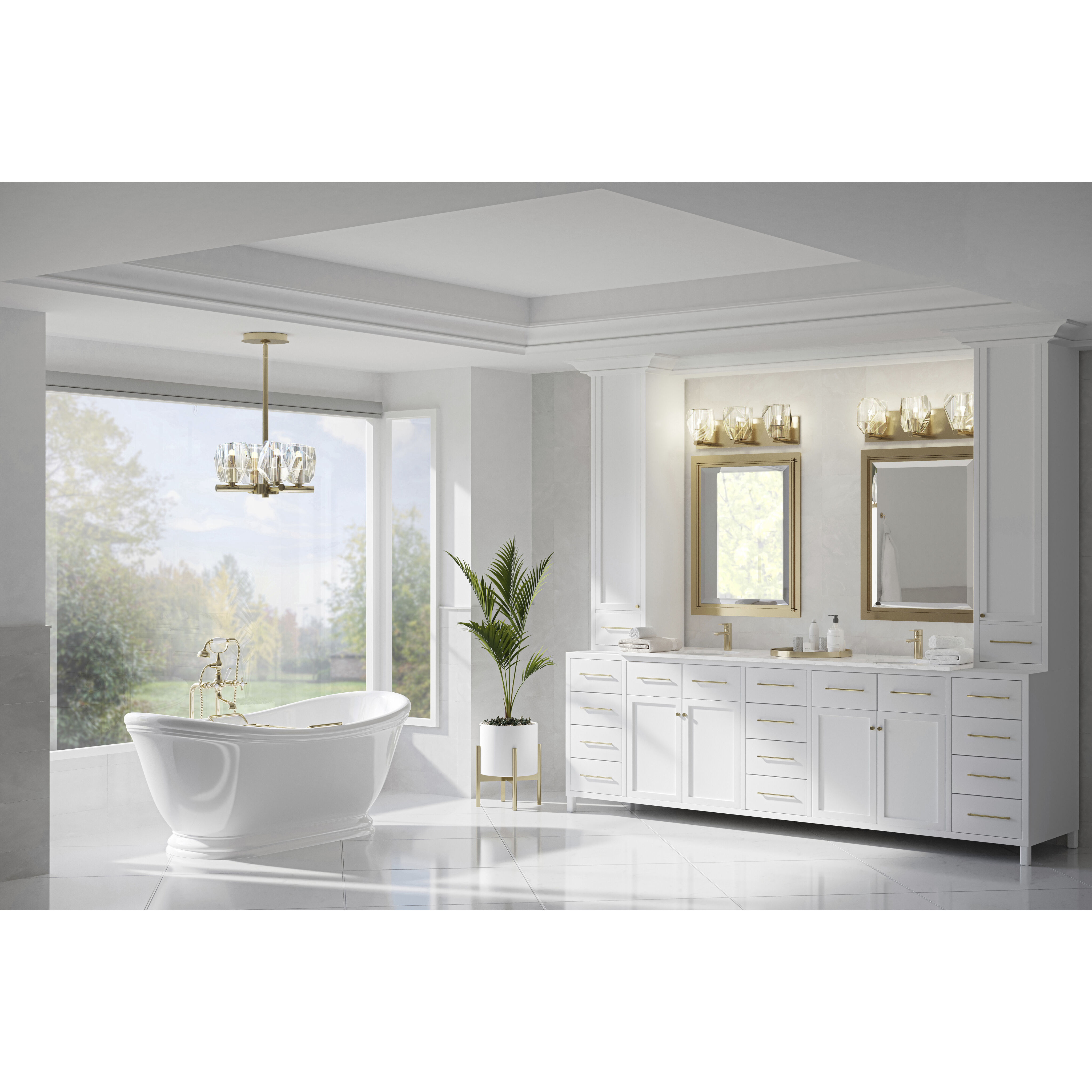 Gatsby 3 Light 21 inch Modern Brass Bath Sconce Wall Light