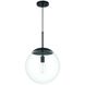 Gaze 1 Light 11.88 inch Flat Black Pendant Ceiling Light in Clear Glass