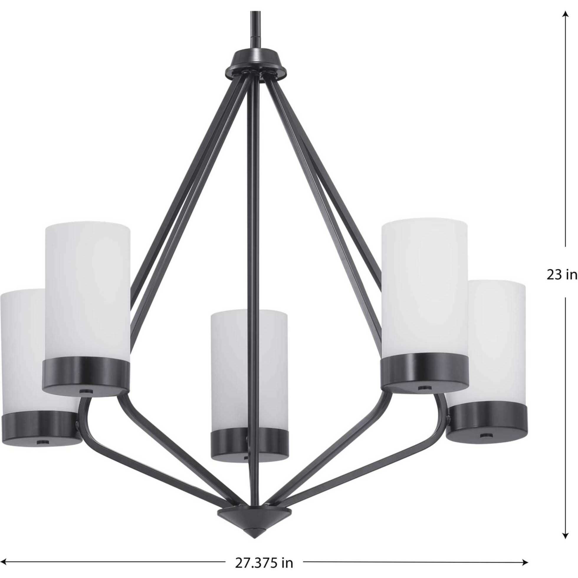 Elevate 5 Light 27 inch Matte Black Chandelier Ceiling Light, Design Series