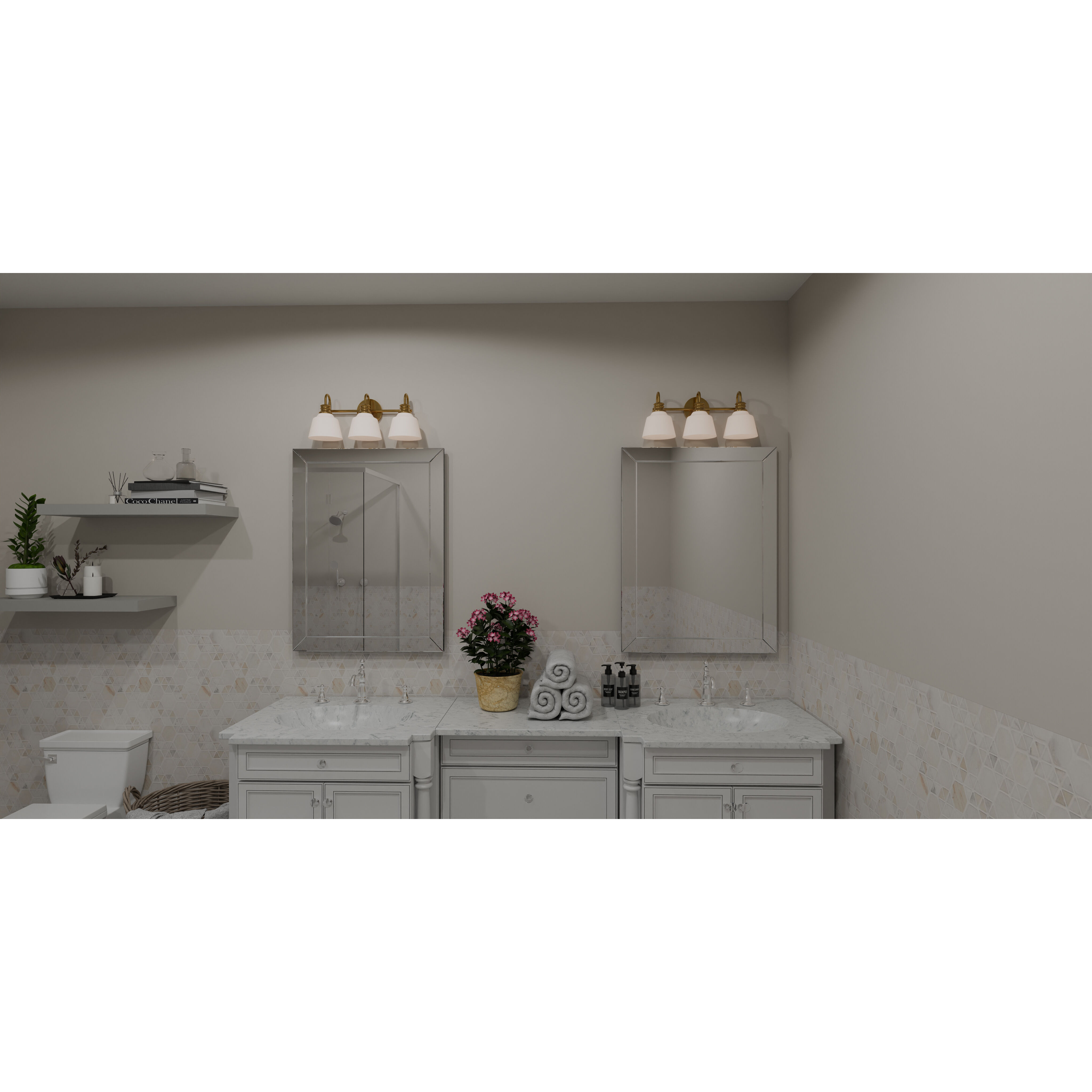 Hinton 3 Light 22 inch Aged Brass Bath Light Wall Light, Large