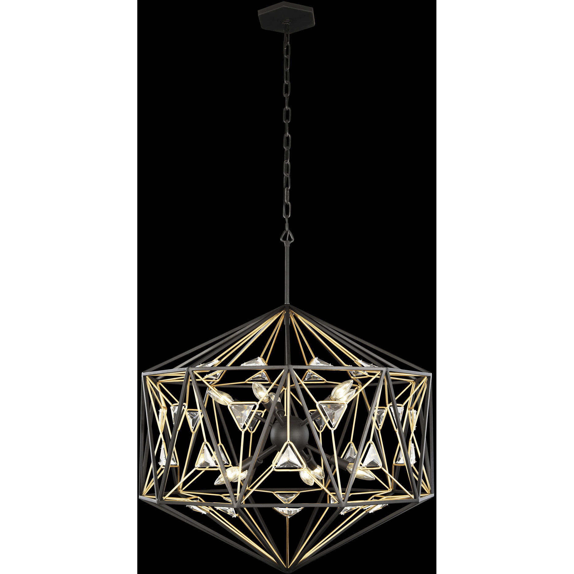Marcia 10 Light 30 inch Matte Black and French Gold Pendant Ceiling Light