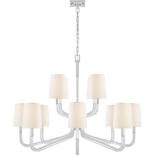 Chapman & Myers Reagan 12 Light 44.75 inch Polished Nickel and Crystal Two Tier Chandelier Ceiling Light in Linen, Grande