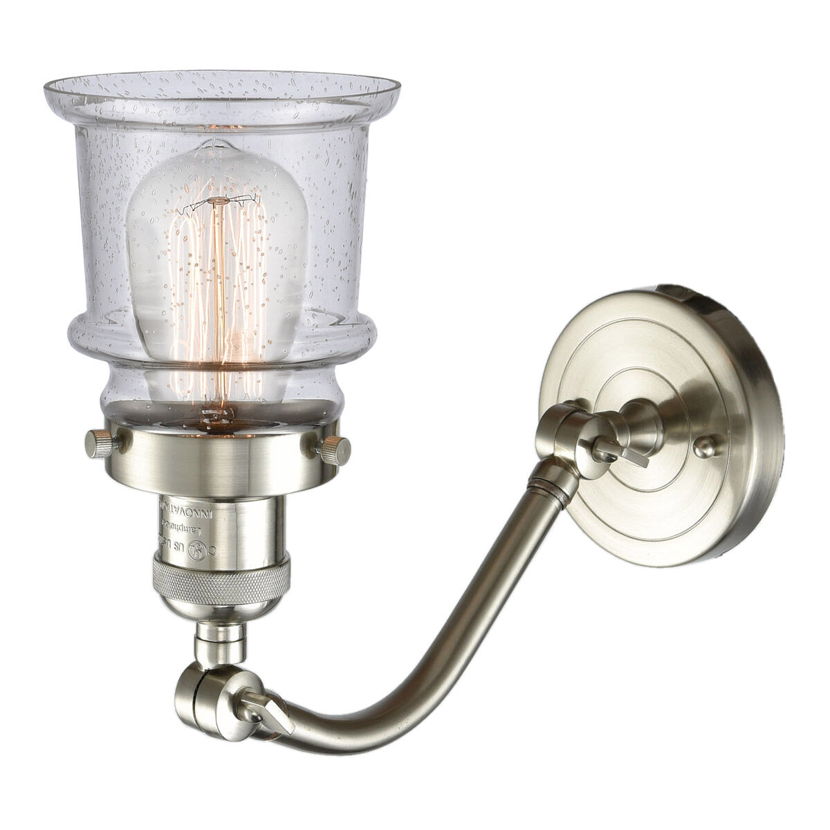 Franklin Restoration Small Canton 1 Light 7 inch Brushed Satin Nickel Sconce Wall Light in Seedy Glass, Franklin Restoration
