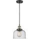 Franklin Restoration Bell 1 Light 8 inch Black Antique Brass Mini Pendant Ceiling Light in Incandescent, Seedy, Franklin Restoration
