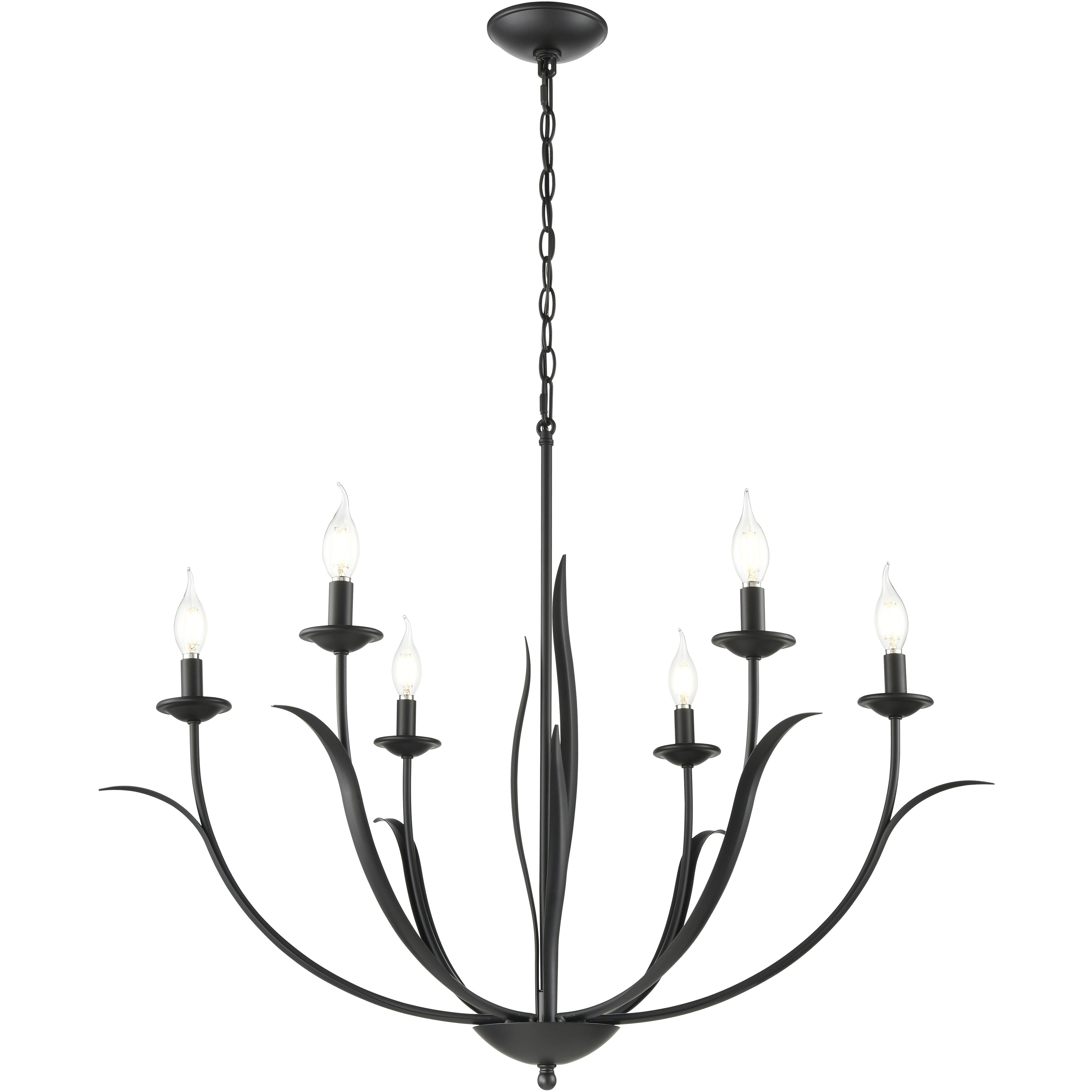 Charlize 6 Light 35.5 inch Matte Black Chandelier Ceiling Light
