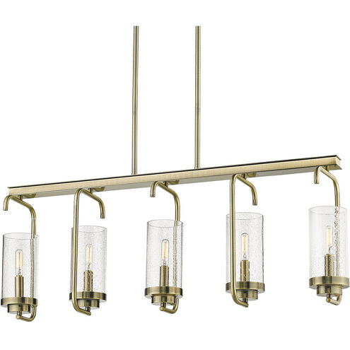 Holden 5 Light 36 inch Aged Brass Linear Pendant Ceiling Light