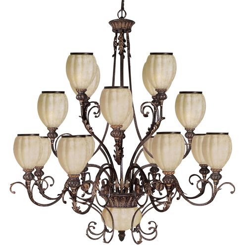 Carrollton 16 Light 55 inch Golden Bronze with Cream Chandelier Ceiling Light