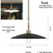 York 1 Light 16 inch Natural Brass Pendant Ceiling Light in Dark Matte Black