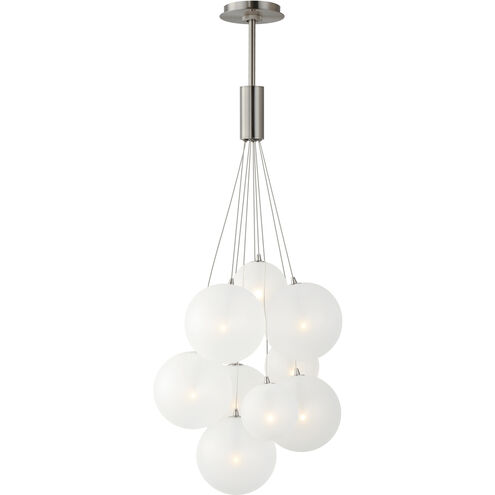 Burst LED 19.75 inch Satin Nickel Multi-Light Pendant Ceiling Light in Translucent Frost