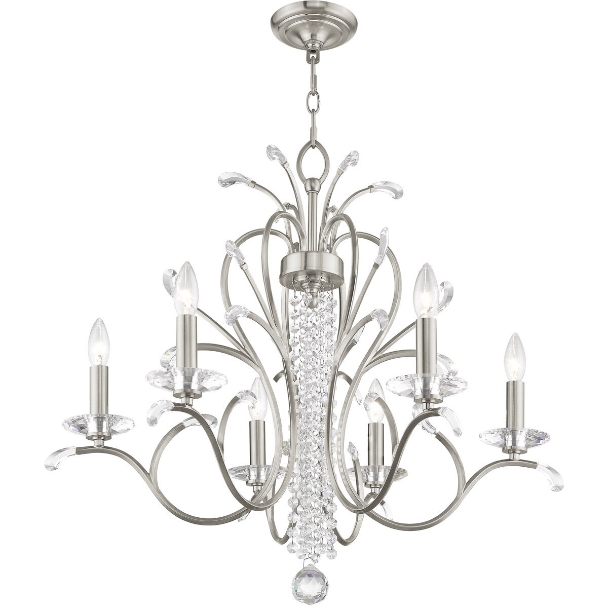 Serafina 6 Light 28 inch Brushed Nickel Chandelier Ceiling Light