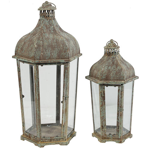 Armand 23 X 12 inch Brown and White Patio Candle Lanterns, Set of 2