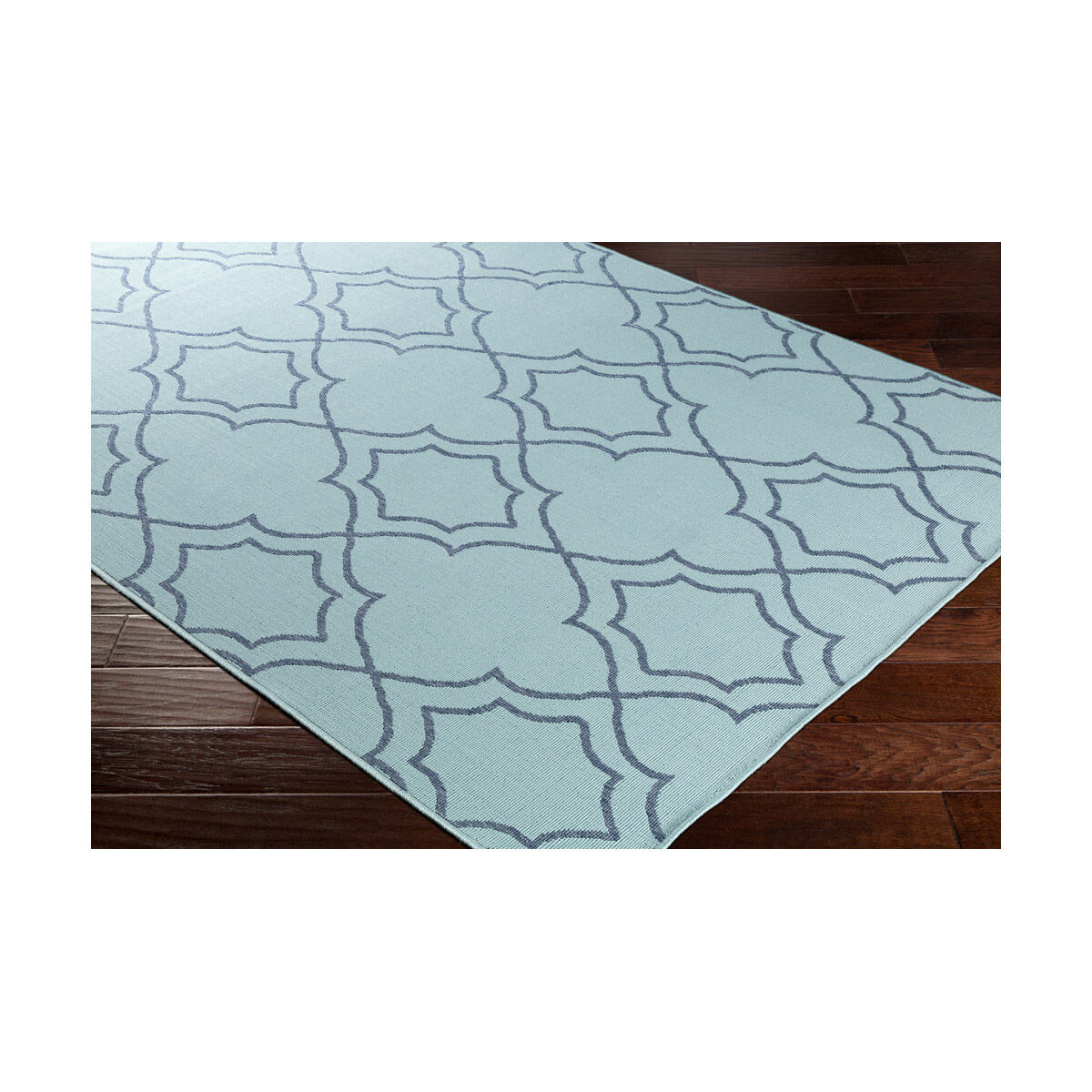 Alfresco 94 X 29 inch Aqua/Charcoal Outdoor Rug, Runner