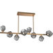 Gem LED Novel Brass Linear Multi-Pendant Ceiling Light in Smoke, 2700K LED, Twisted Branch