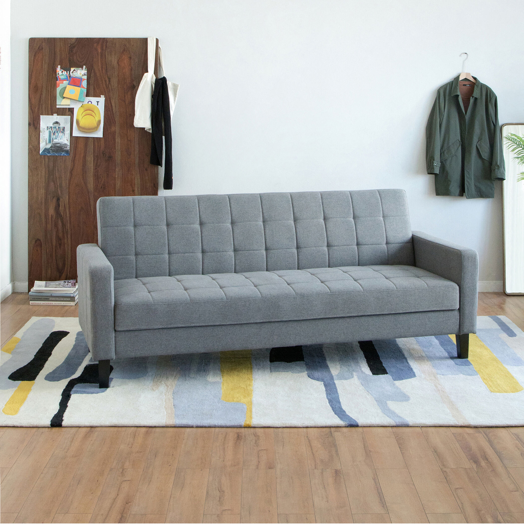 Small Biscuit Tufted Gray Sofa