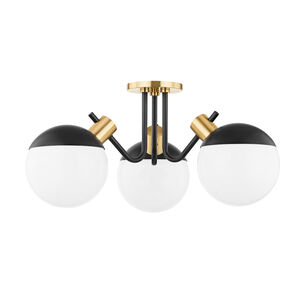Miranda LED 23 inch Aged Brass/Soft Black Semi Flush Ceiling Light in Aged Brass and Soft Black