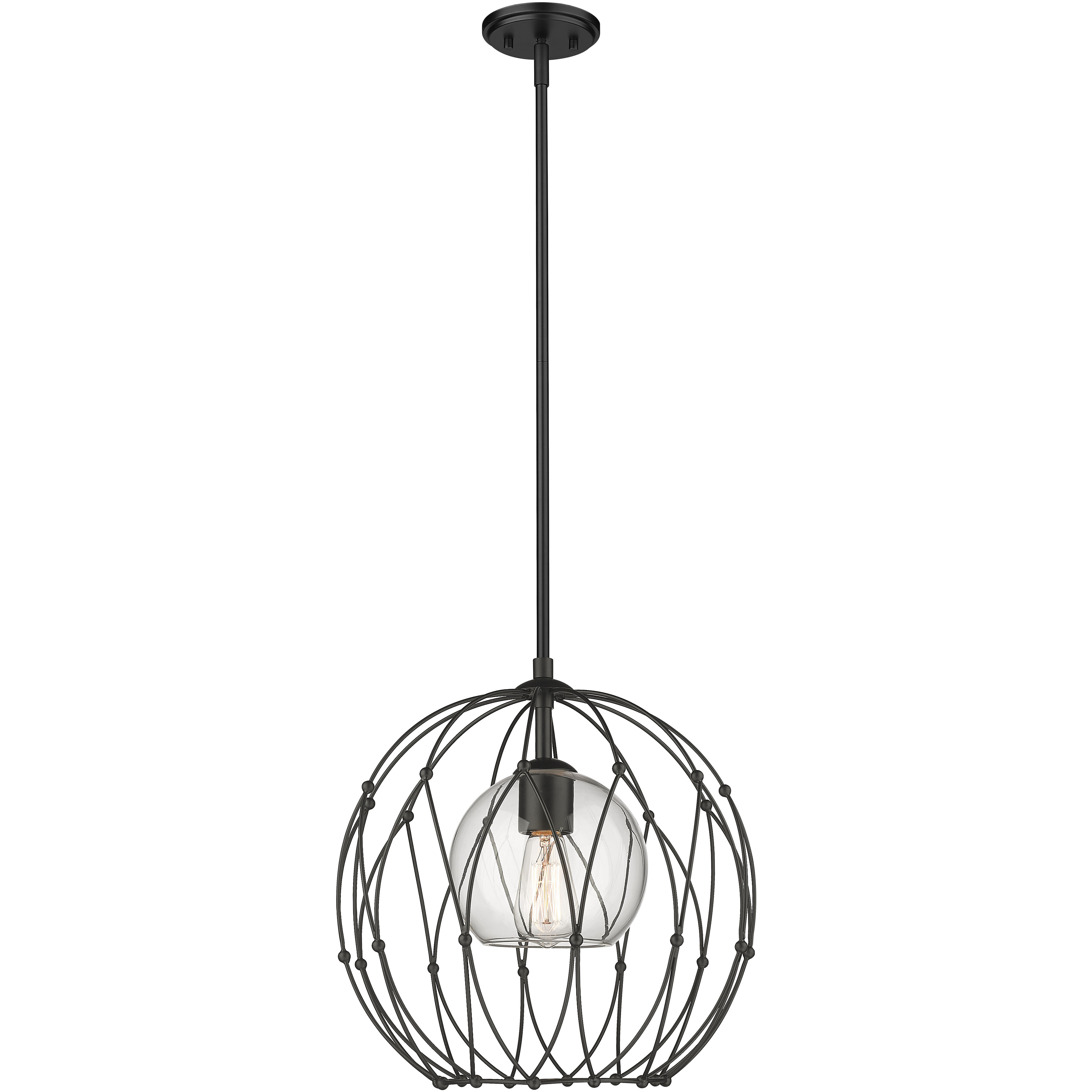 Elle 1 Light 16 inch Matte Black Pendant Ceiling Light