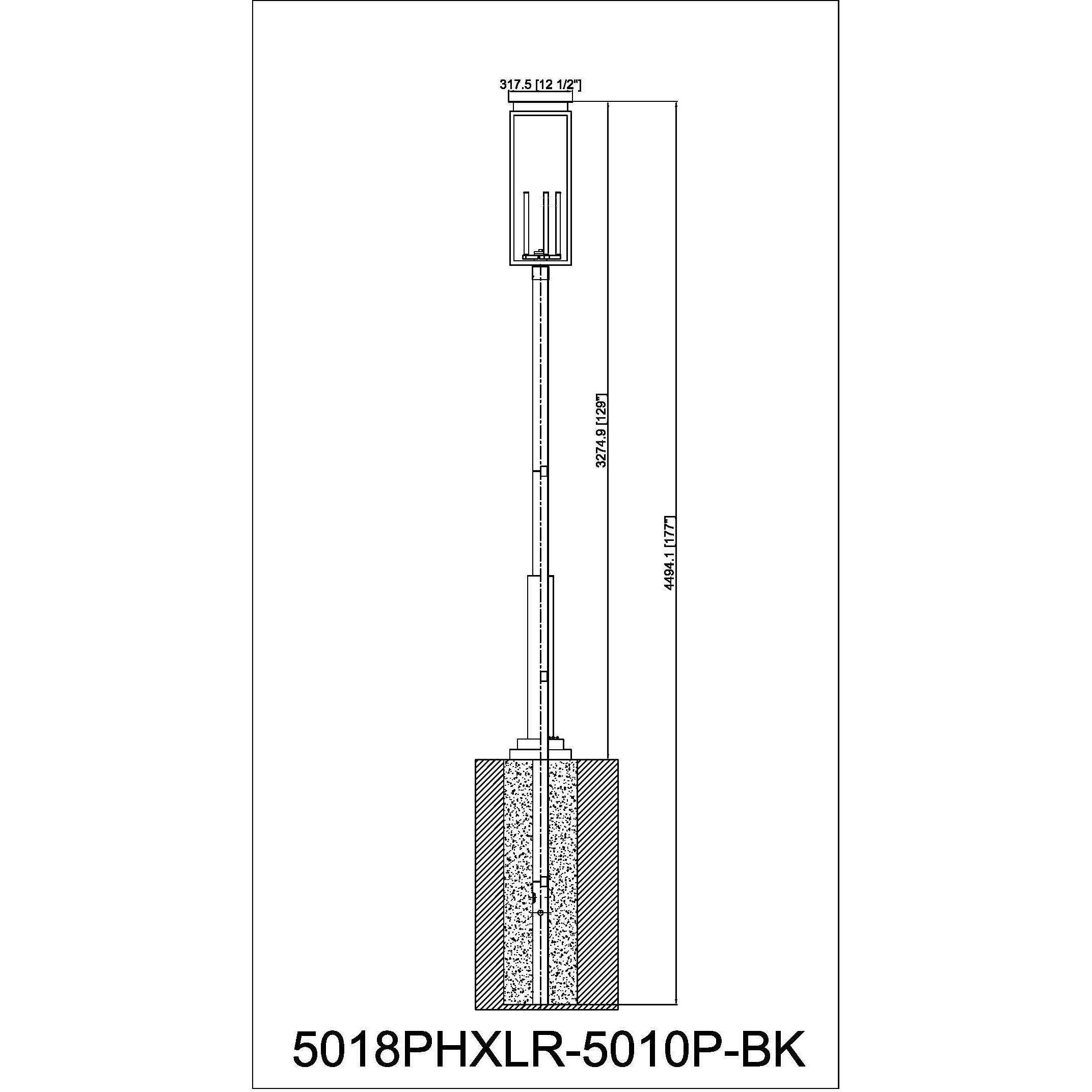 Nova 5 Light 129.75 inch Black Outdoor Post Mounted Fixture in Clear Glass