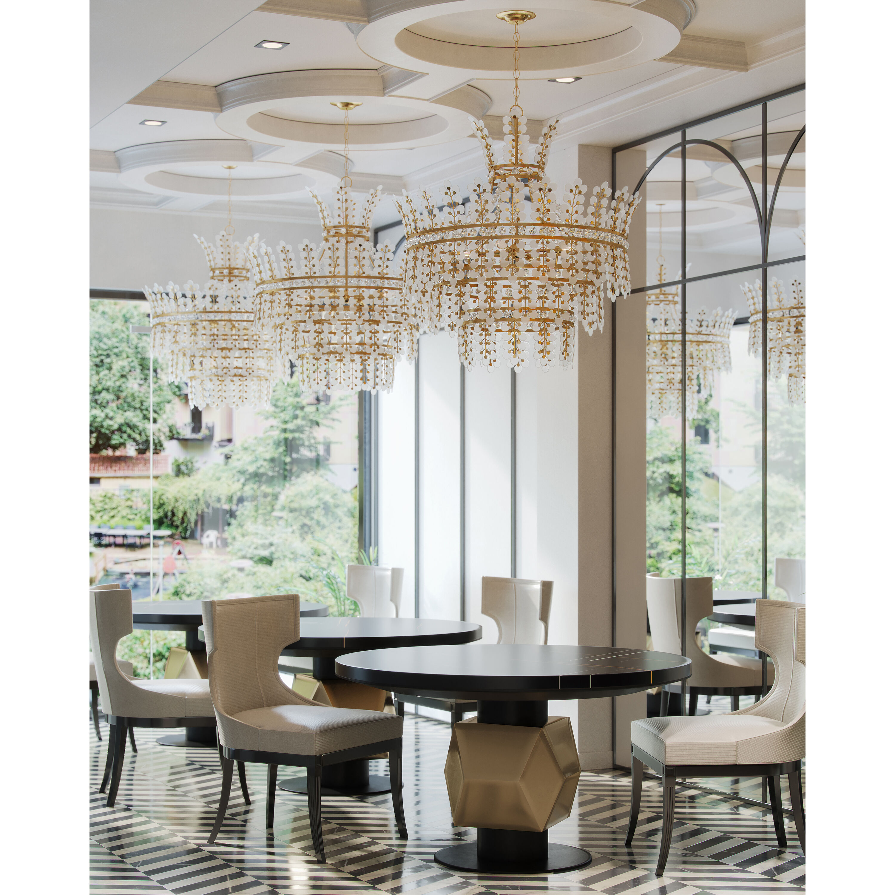 Bradshaw 4 Light 35.5 inch Frosted/Clear/Brass Chandelier Ceiling Light