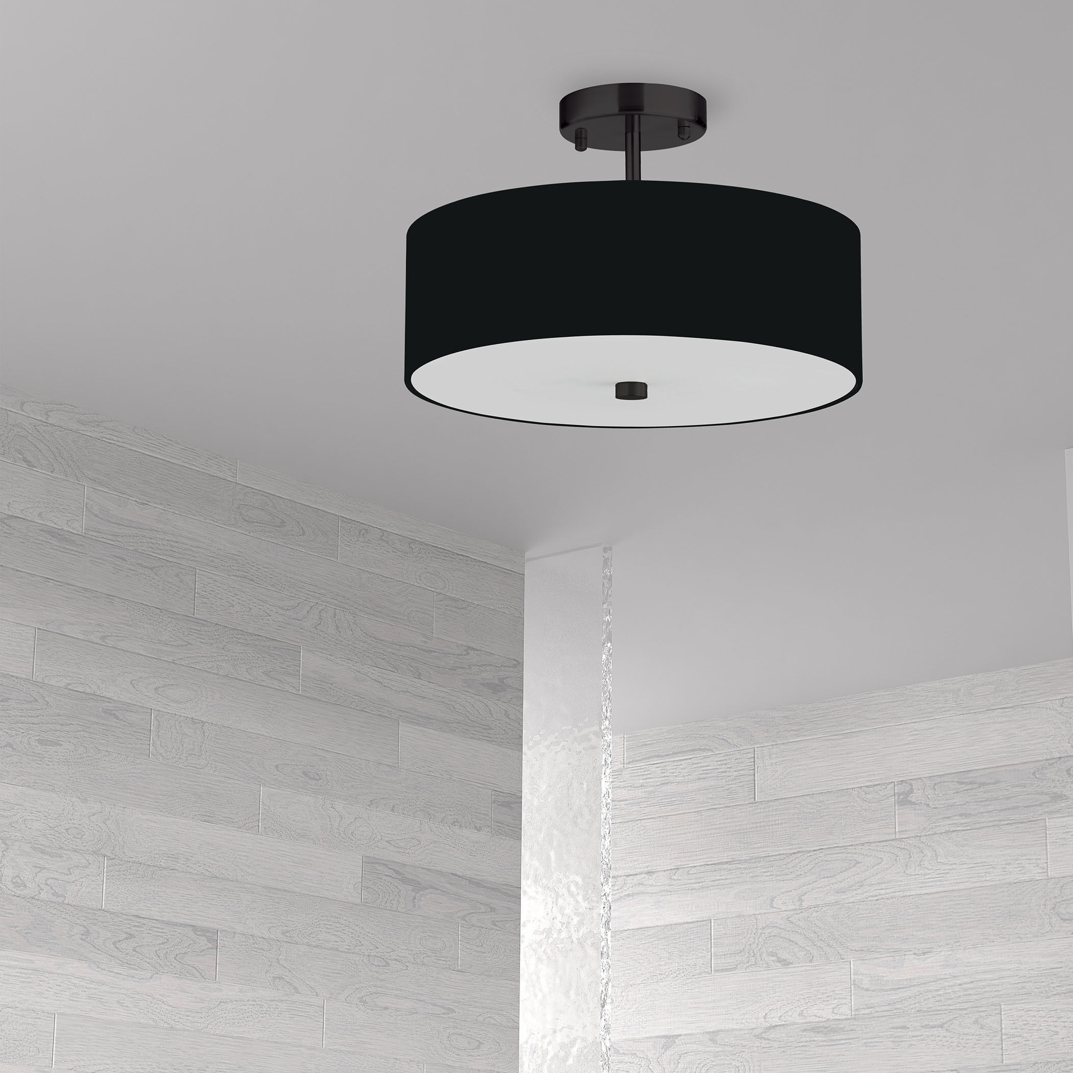 Everly 3 Light 14.25 inch Matte Black with Black Semi-Flush Mount Ceiling Light