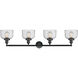 Franklin Restoration Large Bell 4 Light 44 inch Brushed Brass Bath Vanity Light Wall Light in Seedy Glass, Franklin Restoration