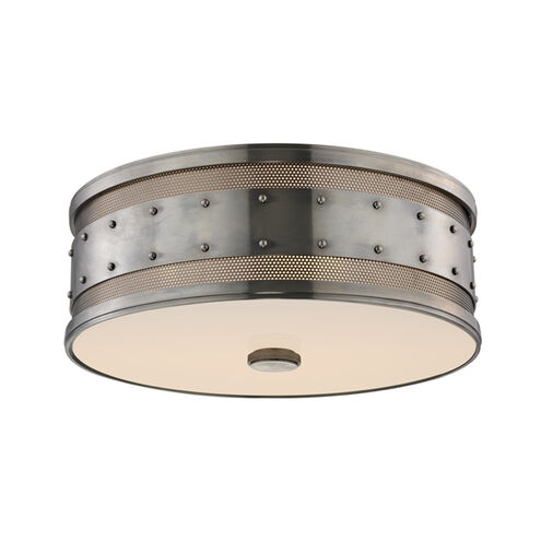 Gaines 3 Light 16 inch Historic Nickel Flush Mount Ceiling Light