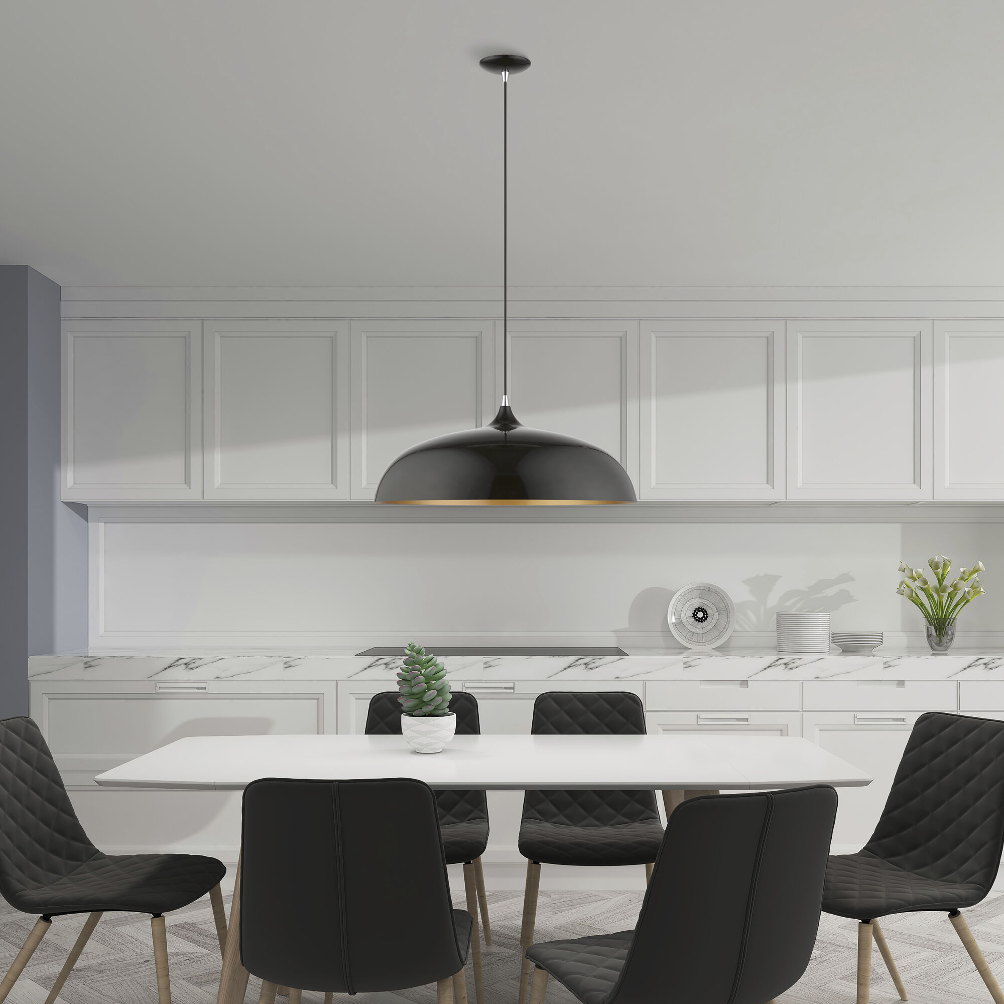 Amador 3 Light 24 inch Shiny Black with Polished Chrome Accents Pendant Ceiling Light, Large