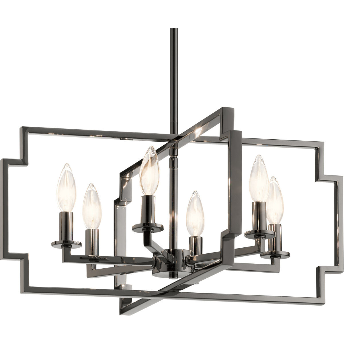 Downtown Deco 6 Light 22 inch Midnight Chrome Chandelier/Semi Flush Ceiling Light