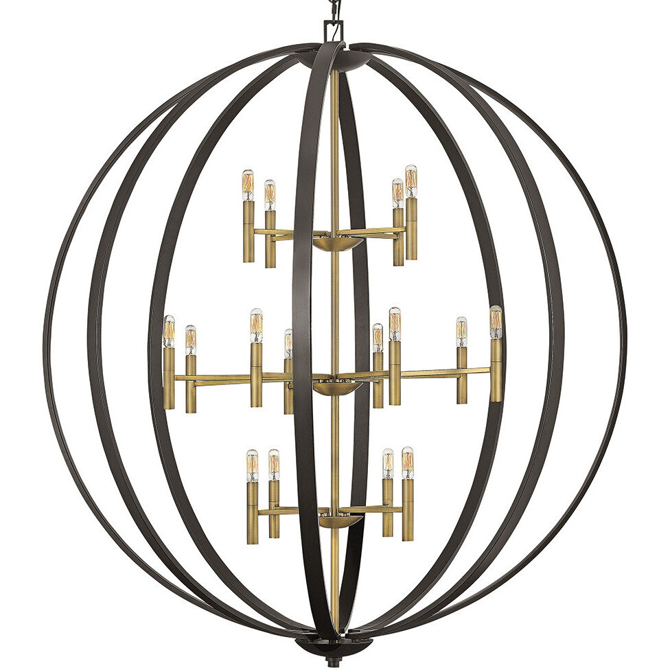 Euclid 16 Light 52 inch Spanish Bronze with Heirloom Brass Indoor Chandelier Ceiling Light
