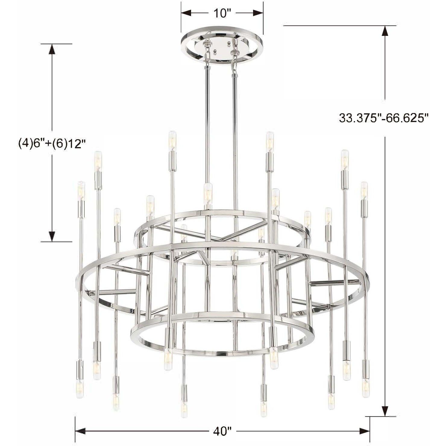 Aries 20 Light 40 inch Polished Nickel Chandelier Ceiling Light
