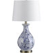 Isando 25.5 inch 100.00 watt White and Blue with Antique Brass Table Lamp Portable Light