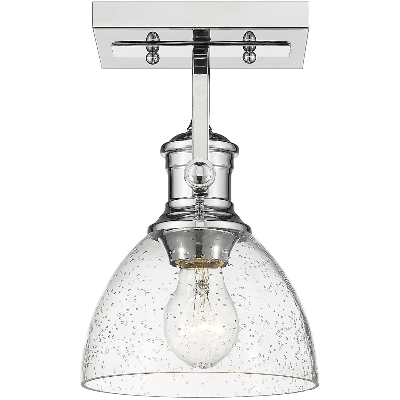 Yep Hines Vanity Wall Light in Chrome, Seeded Glass
