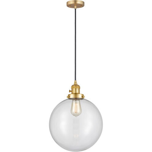 Franklin Restoration Beacon LED 12 inch Satin Gold Mini Pendant Ceiling Light in Clear Glass