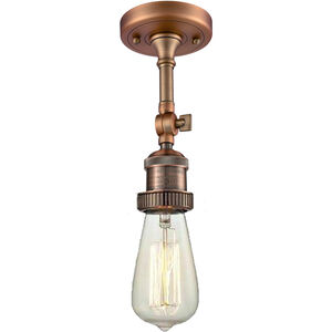 Franklin Restoration Bare Bulb 1 Light 5 inch Antique Copper Semi-Flush Mount Ceiling Light, Franklin Restoration