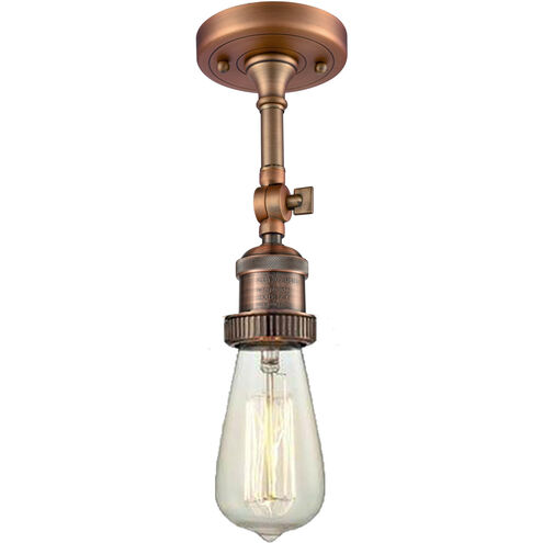 Franklin Restoration Bare Bulb LED 5 inch Antique Copper Semi-Flush Mount Ceiling Light, Franklin Restoration