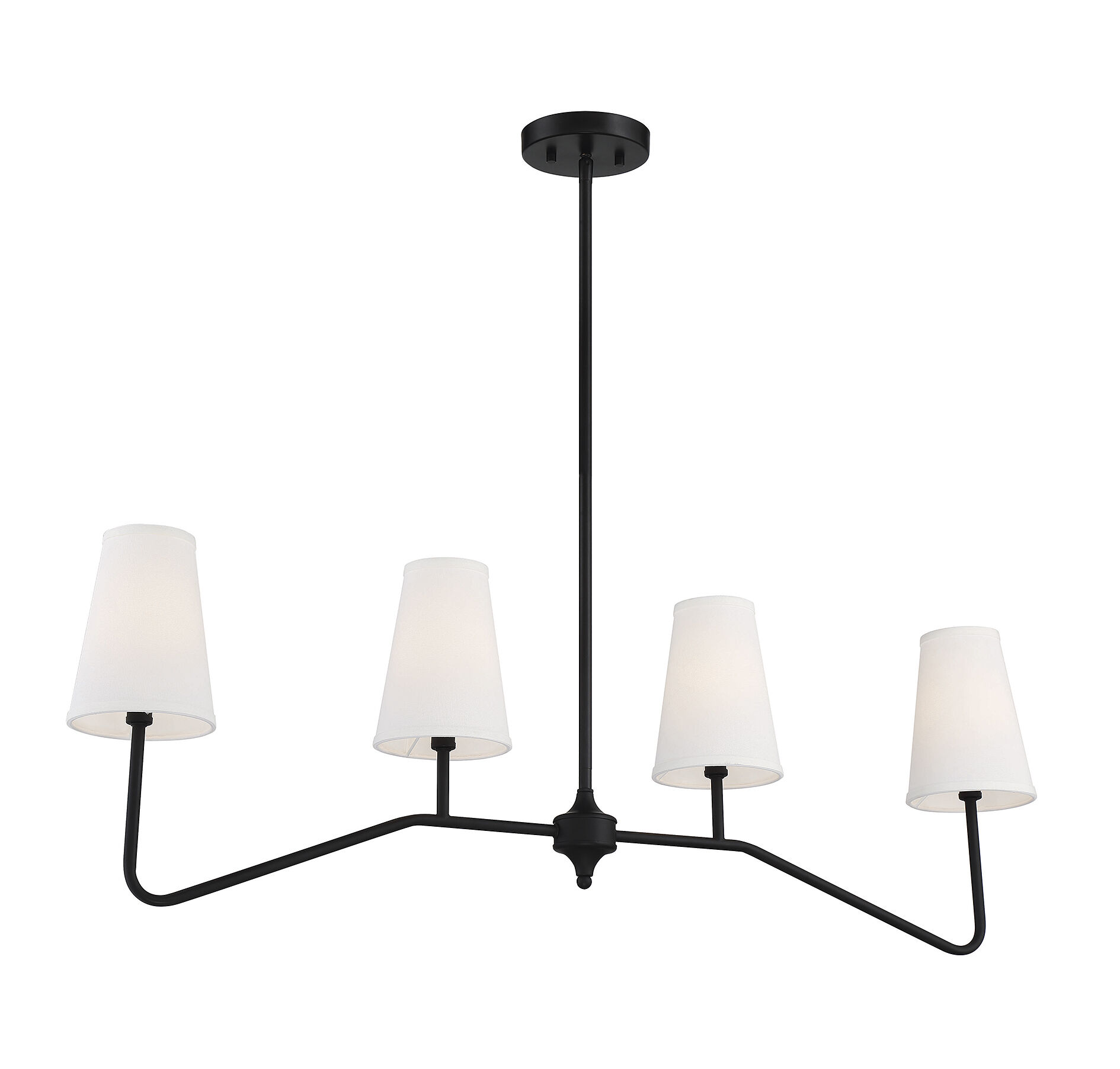 Modern 4 Light 40 inch Matte Black Linear Chandelier Ceiling Light