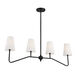 Modern 4 Light 40 inch Matte Black Linear Chandelier Ceiling Light