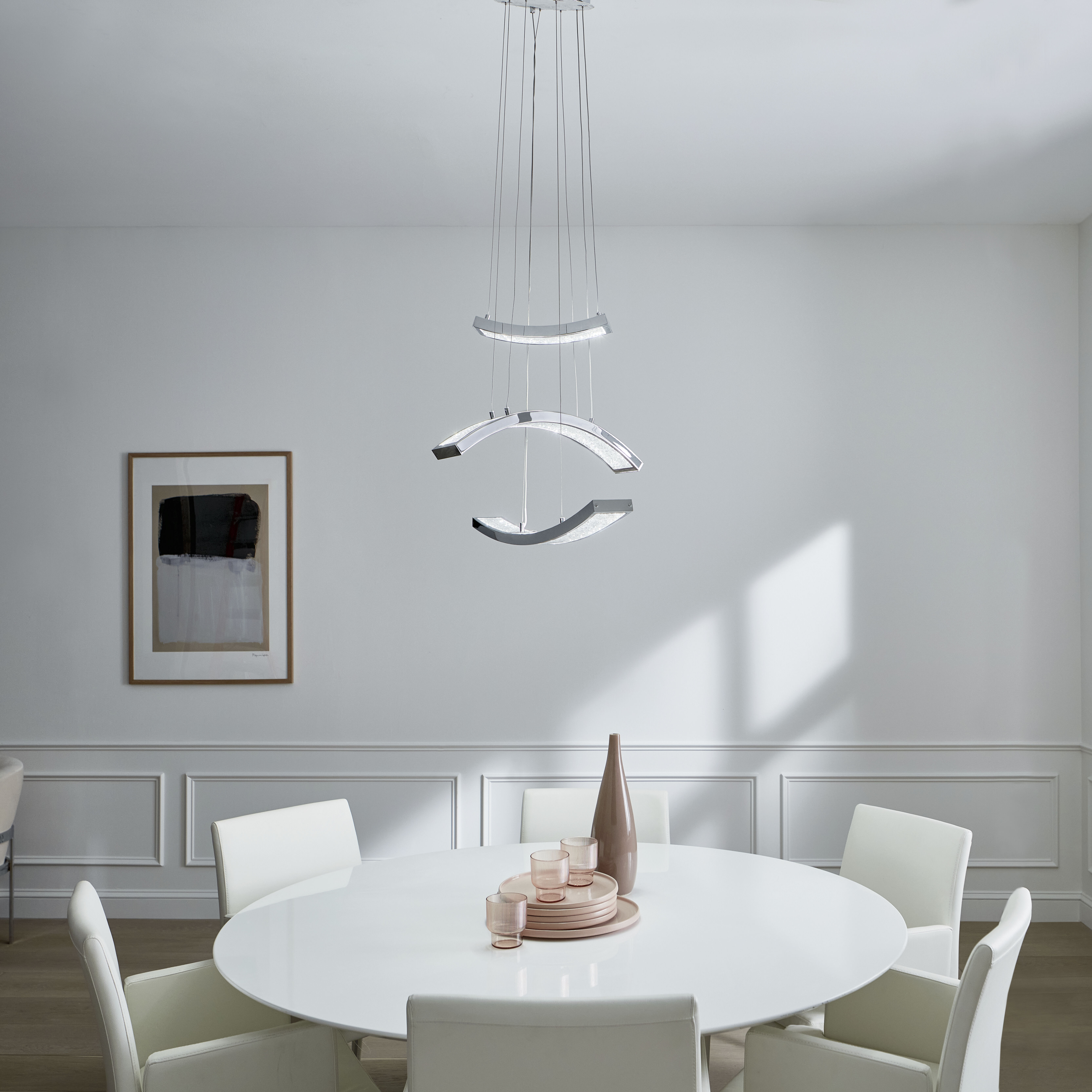 Crushed Ice LED 22.75 inch Chrome Pendant Ceiling Light