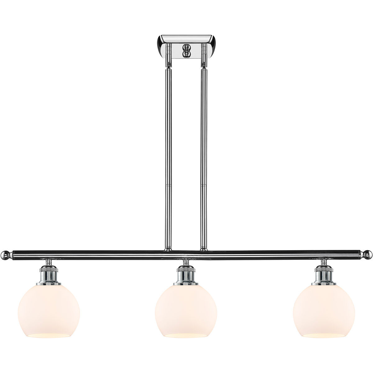 Ballston Athens 3 Light 36 inch Polished Chrome Island Light Ceiling Light in Matte White Glass
