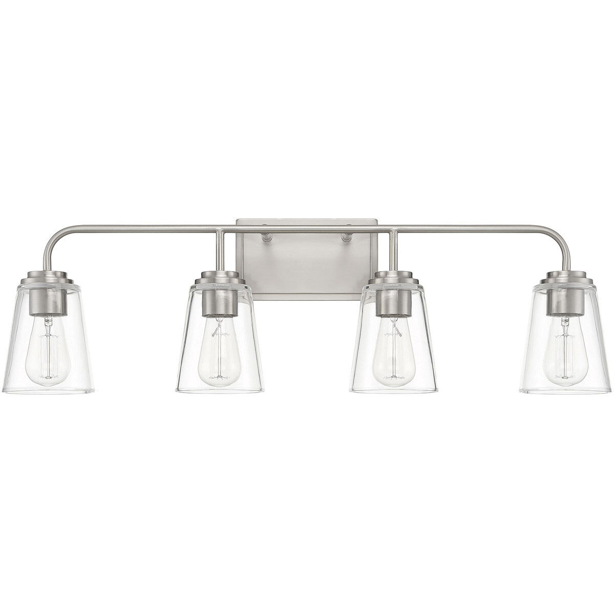 Transitional 4 Light 32 inch Brushed Nickel Bathroom Vanity Light Wall Light