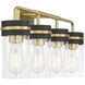 Marbridge 4 Light 28 inch Vintage Brass and Matte Black Bathroom Vanity Light Wall Light